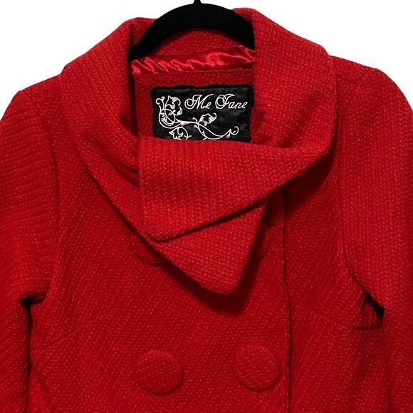 Retro Double Breasted Womens Big Button Jacket Coat M Red Bold Color Preppy Wool - Picture 2 of 11